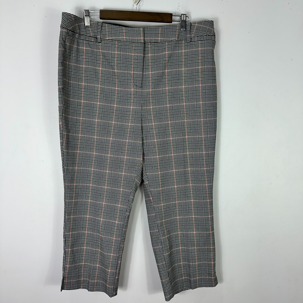 Lane Bryant Plus 18 Plaid Slim Capri Pants Mid Rise Stretch Career Workwear Chic